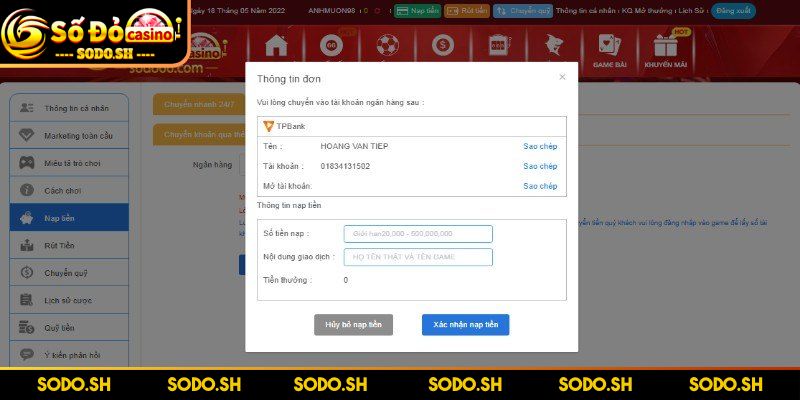 Nạp Tiền SODO - Hướng Dẫn, Cập Nhật Phương Thức Giao Dịch - loai hinh chuyen khoan ngan hang Chuyển khoản ngân hàng là phương thức khá phổ biến
