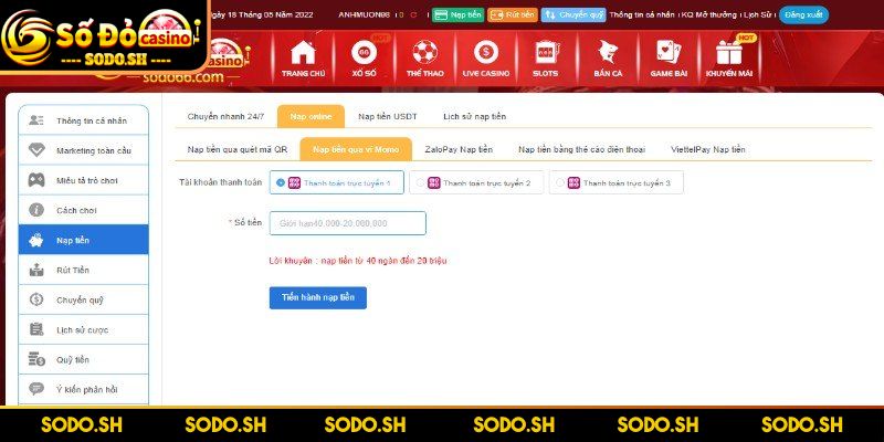 Nạp Tiền SODO - Hướng Dẫn, Cập Nhật Phương Thức Giao Dịch - nap bang vi dien tu co uu dai nhu the nao Nạp bằng ví điện tử bảo mật cao