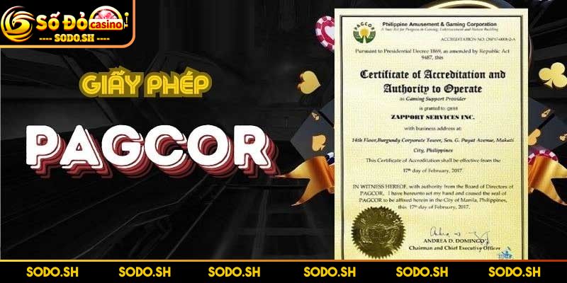 Giấy Phép và Chứng Chỉ SODO - Chìa Khóa Uy Tín Để Thành Công - giay phep va chung chi pagcor Giấy chứng nhận PAGCOR